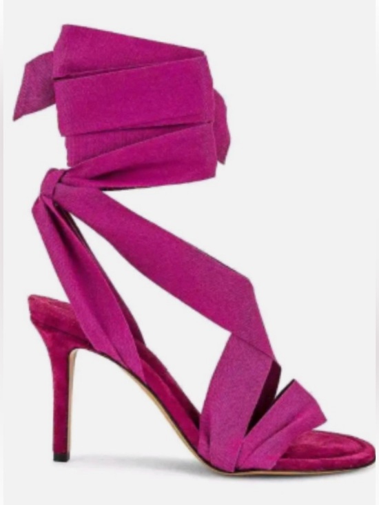 Isabel Marant Shoes - Isabel Marant Arieli Fuchsia Grosgrain Ankel-Wrap High Heel Suede Sandal size 39